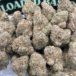 Curelato cannabis flower buds with dense trichomes