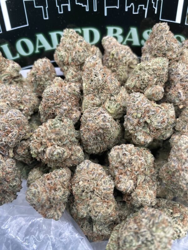 Curelato cannabis flower buds with dense trichomes