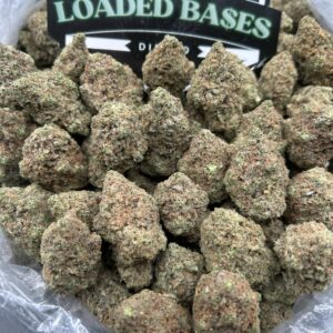 Frosty Dreams cannabis flower buds with frosty trichomes