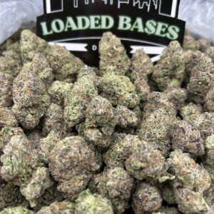 Frozen Cherry cannabis flower buds with frosty trichomes