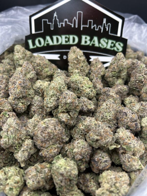 Frozen Cherry cannabis flower buds with frosty trichomes