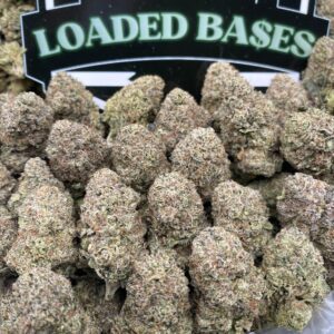 Gumbo Runtz cannabis flower hybrid buds with sweet bubblegum flavor and frosty trichomes.