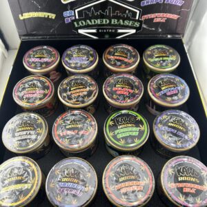 Close-up of KAWS Moonrocks Exotic Edition cannabis buds with sparkling trichomes