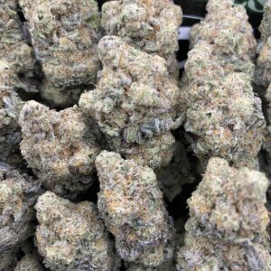 MAC 1 Haze cannabis flower with citrus aroma and frosty trichomes