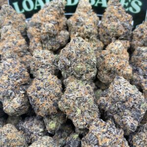 Purple Gas Tartz cannabis flower buds – premium THC flower with purple hues and frosty trichomes