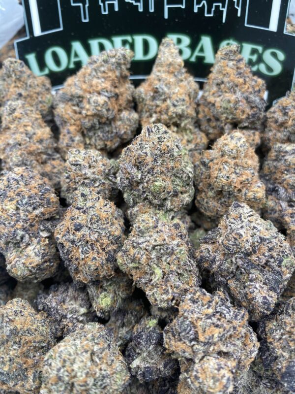 Purple Gas Tartz cannabis flower buds – premium THC flower with purple hues and frosty trichomes