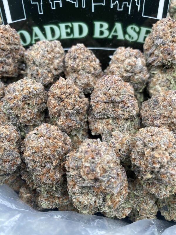Purple Meteorite cannabis flower with frosty purple buds