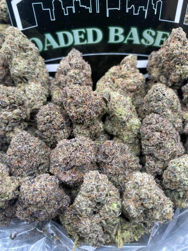 Rainbow Gelato cannabis buds with colorful frosty trichomes