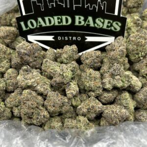 Super LCG cannabis flower buds with vibrant colors and frosty trichomes