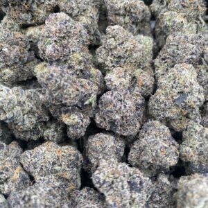 Super LCG cannabis flower buds with vibrant colors and frosty trichomes