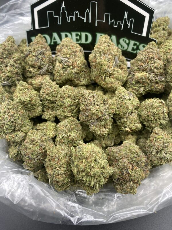 Tiramisu cannabis flower with frosty trichomes and dessert-like appeal