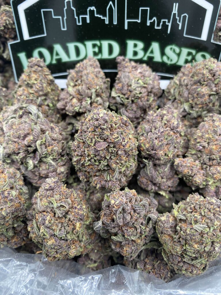 Tropicana Blast hybrid cannabis flower with citrus aroma and frosty trichomes