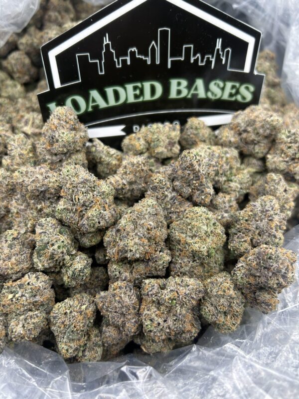 Za Runtz cannabis flower buds with frosty trichomes