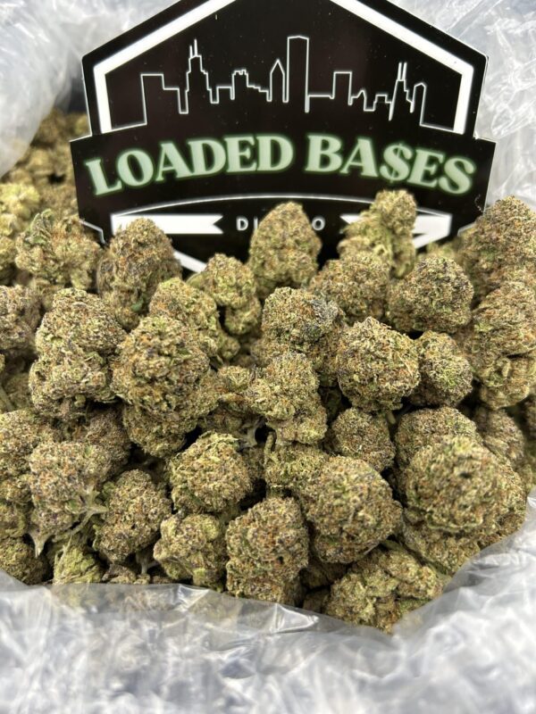 Zereal cannabis flower buds with frosty trichomes